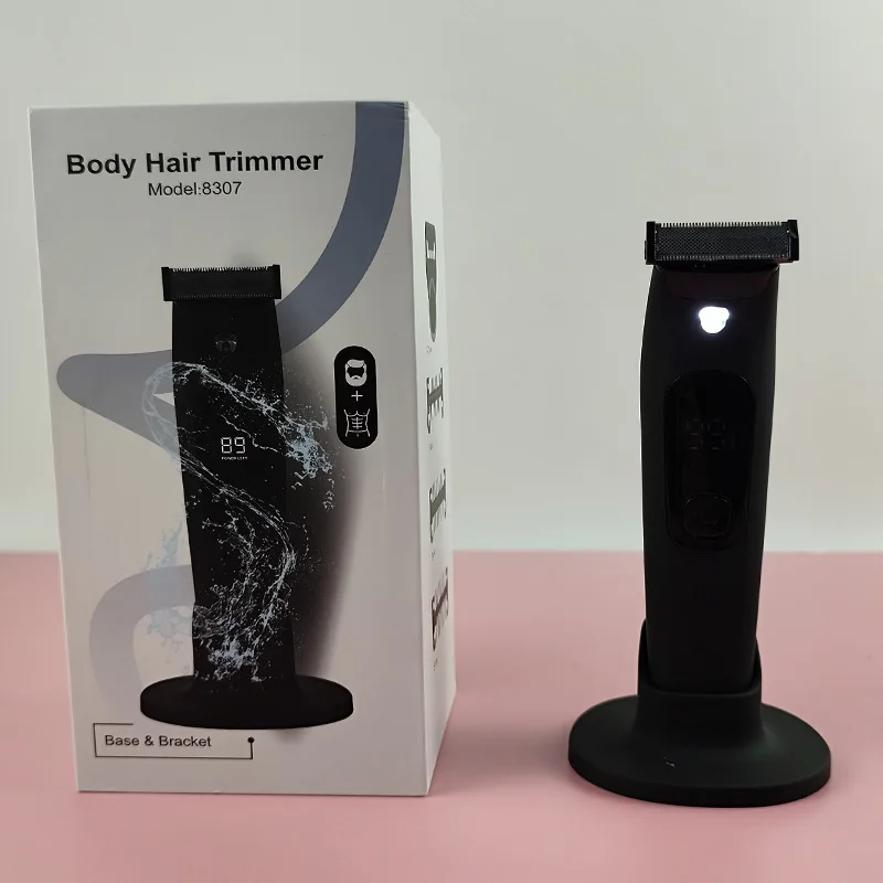 ماكينة تشذيب اللحية الكهربائية ذات الشفرة الواحدة مع ضوء LED، ماكينة تشذيب الوجه والجسم القابلة للتعديل، ماكينة تشذيب الشعر الكروية ذات الحافة