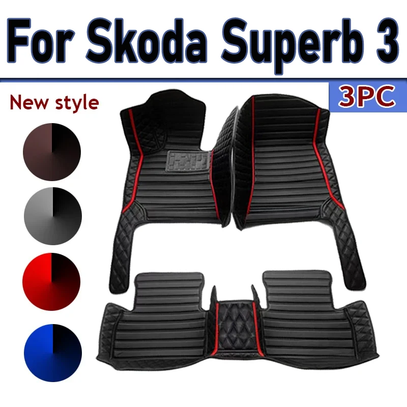 

Custom Automotive Car Floor Mats For Skoda Superb 3 2016 2017 2018 2019 Auto Luxury Leather Men Women Car Mats Full Coverage
