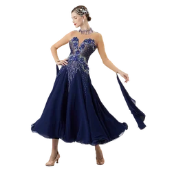 B-22228 New Women Modern Dance Rhinestone Color Diversity Dress Ballroom National Standard Waltz Competition Performance