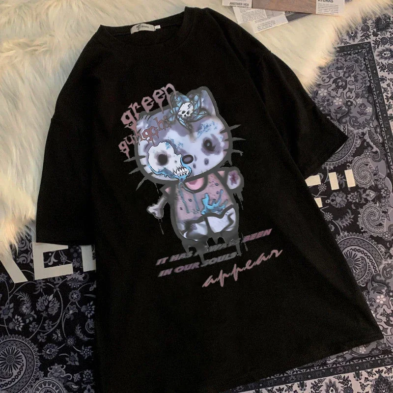 Camisetas de manga corta para hombre y mujer, ropa de calle con estampado gótico Vintage, de gran tamaño, estilo Harajuku Ulzzang, Y2K