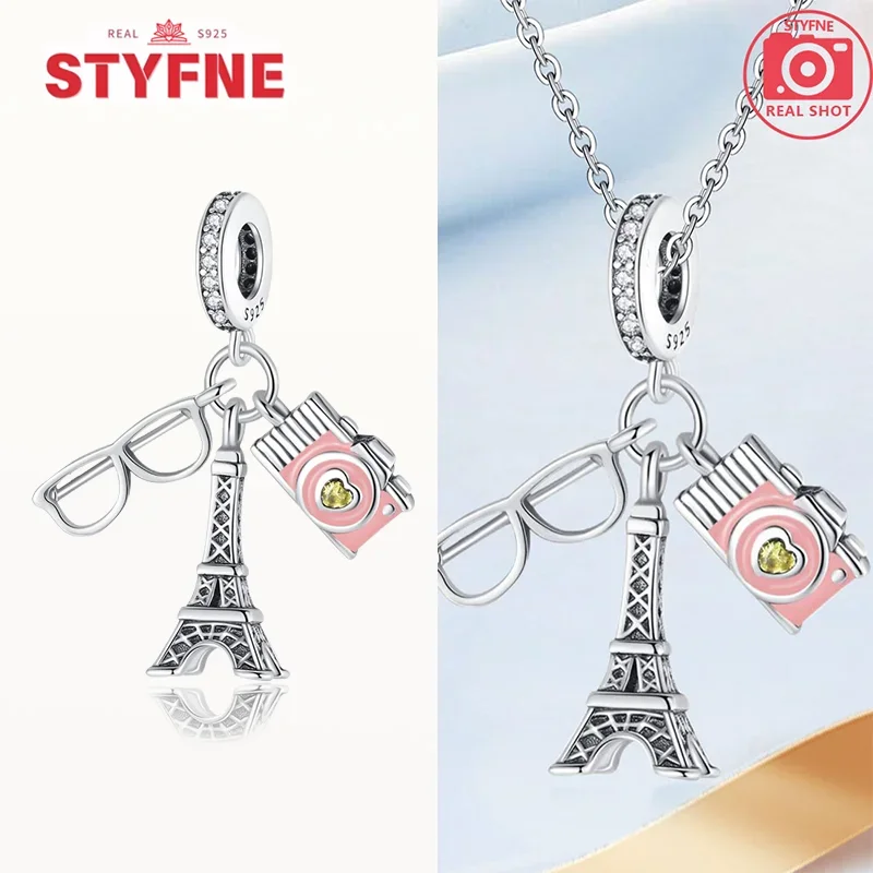 Silver-Plated Mini Eiffel Tower Charms Beads for Bracelets
