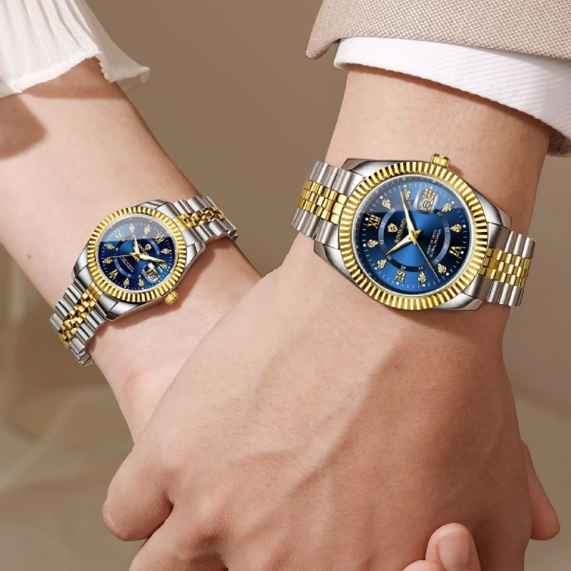 Couple Watches Set Luxury Business Waterproof Luminous Calendar Quartz His and Hers Wristwatch Valentine Gift Trendy New Clock