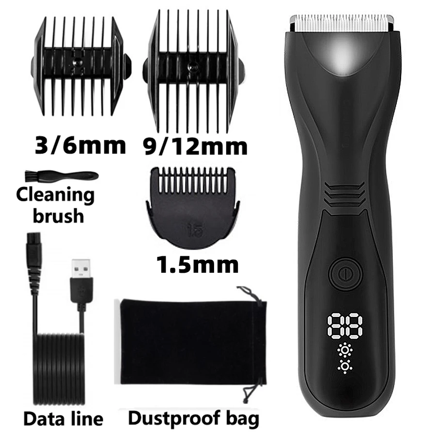 

Body Hair Trimmer for Men Electric Balls Trimmer Body Groomer and Pubic Groin Hair Remover Waterproof LED Display Beard Shaver