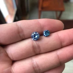 0.5-2ct Carat VVS1 Blue Gray Moissanite Loose Stones for Diy Jewelry Pass Diamond Tester Round Brilliant Gemstone