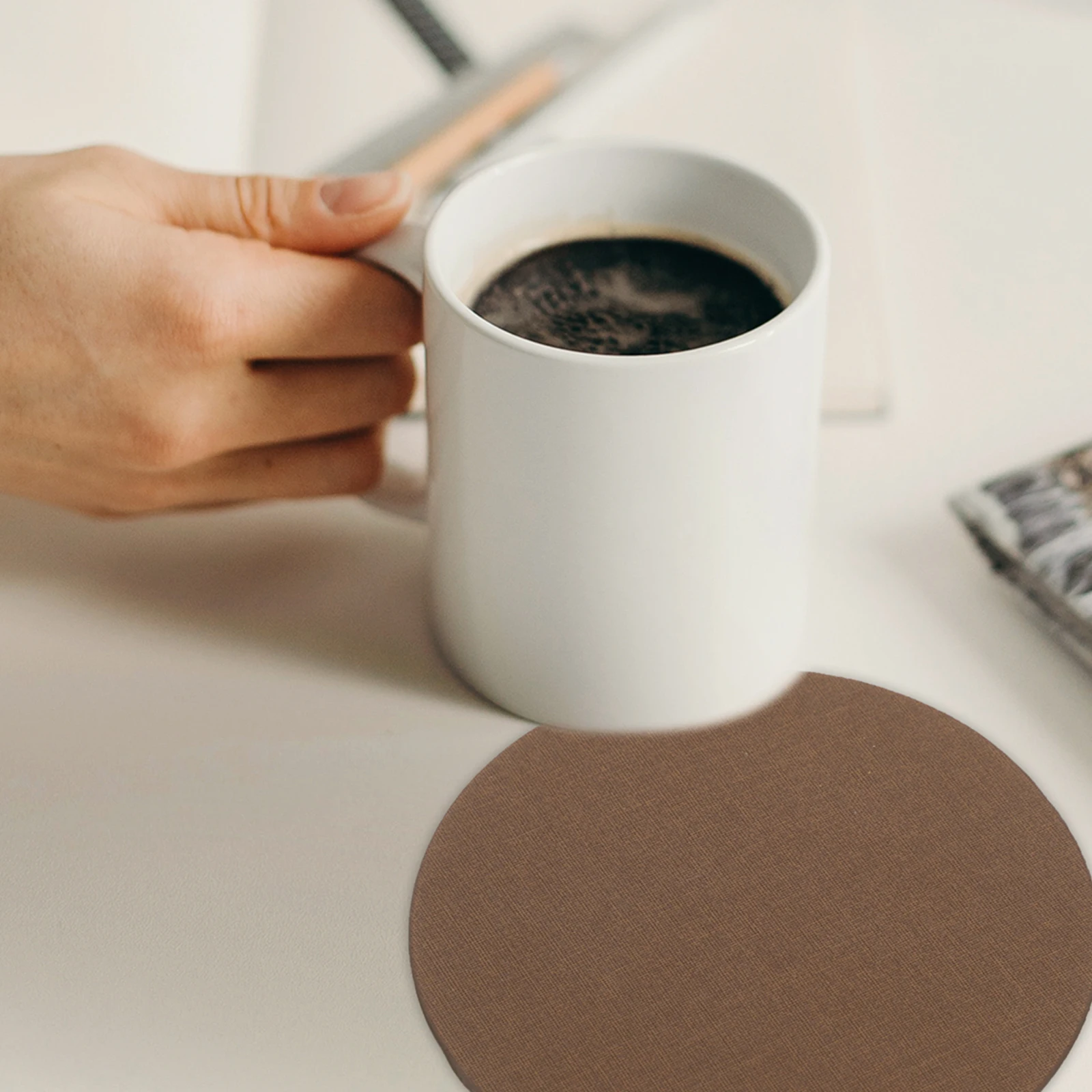 

6pcs Protective Pads Heat-Resistant Anti-Slip Tea Cup For Home Protective Cup Mats Kitchen Pu Round Bottle Mats
