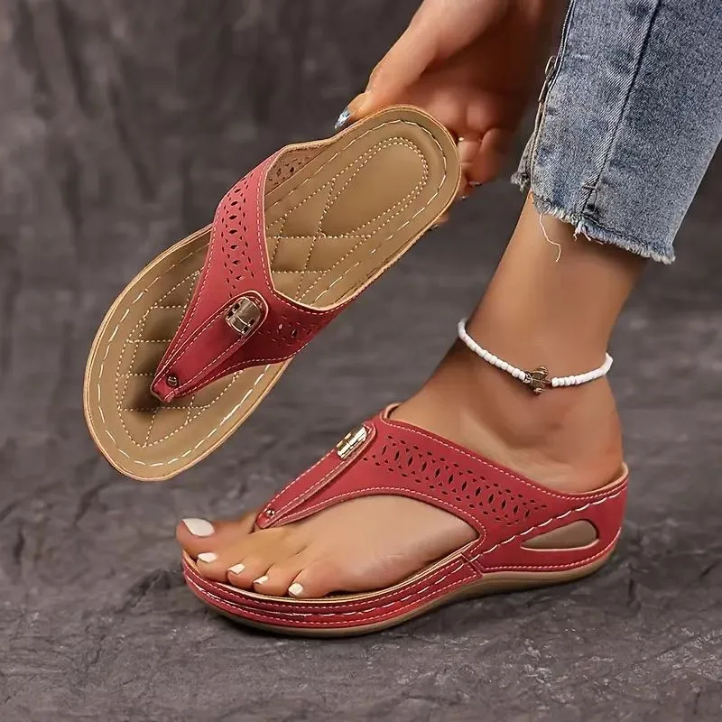 

New Fashion Women Sandals Casual Wedge Sandals Breathable Thick Sole Beach Shoes Comfortable Clip Toe Sandals for Outdoor Travel