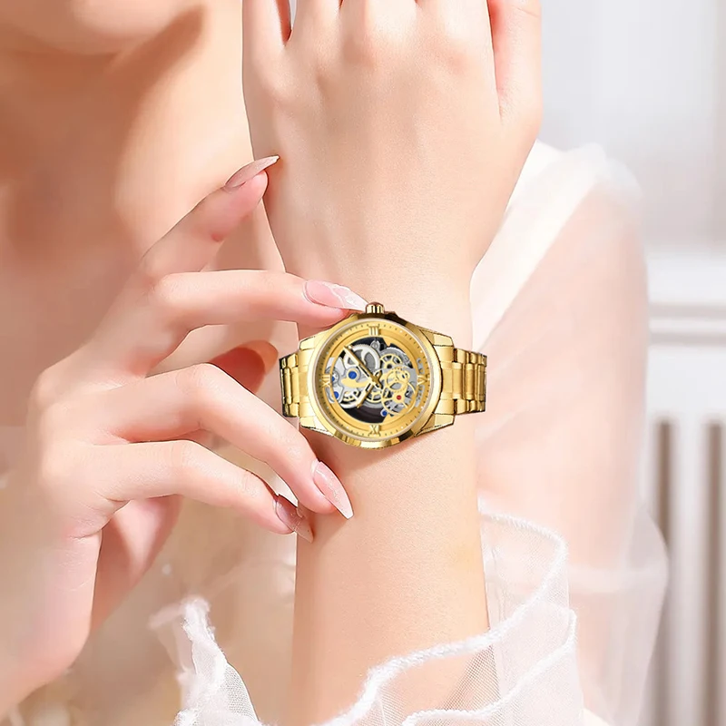 LIGE Ladies Wristwatch Luxury Waterproof Luminous Golden  Watch For Women Dress Stainless Steel Quartz Women's Watches+Box