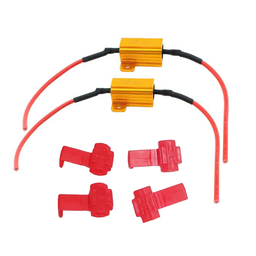 2Pcs Load Resistor 6ohm 25W Wirewound Resistor Waterproof LED Flash Turn Signal Light Controllers for Reverse Light Signal Lamp