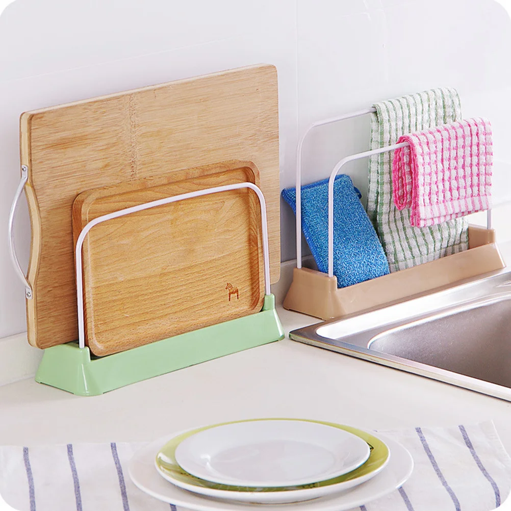 

Cutting Board Rack Stainless Steel Sturdy Flat Holder for Kitchen Counter Thick PP Tray Chopping Board Organizer Towel Drip Tray