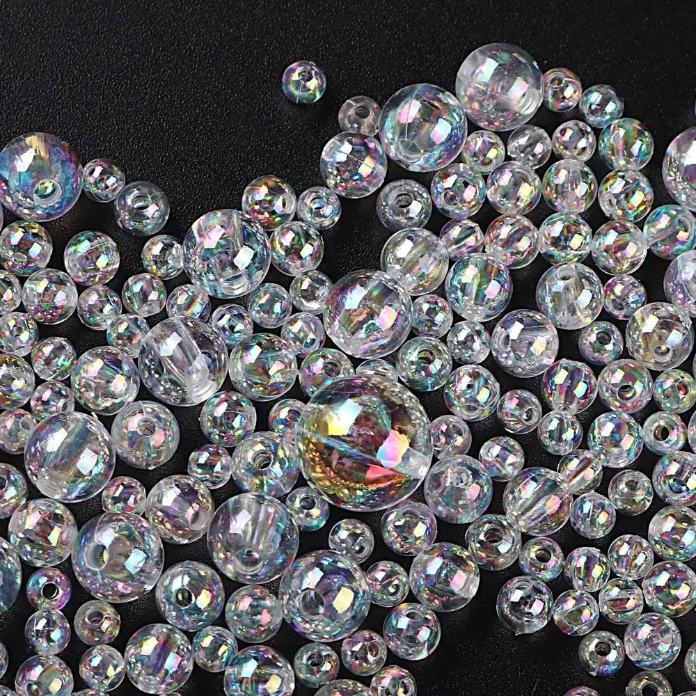 Crystal DIY Craft for Jewelry Making Necklace Acrylic Round Beads Loose Spacer Beads AB Transparent Beads Chunky Bubblegum Ball