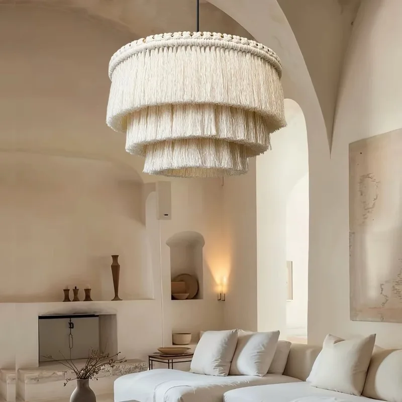 Bohemian Retro Tassel Pendent Lights Nordic Designer Creative Hanging Lamp Living Room Bedroom Restaurant LED Ceiling Chandelier