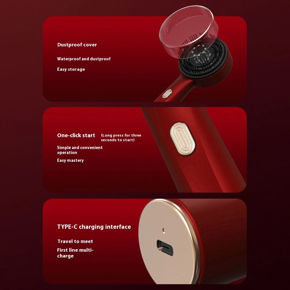 Pettine per massaggio a vibrazione elettrica Pettine portatile per follicoli piliferi Olio per cuoio capelluto Applicatore liquido Massaggiatore per la testa Crescita dei capelli Cura anti-perdita