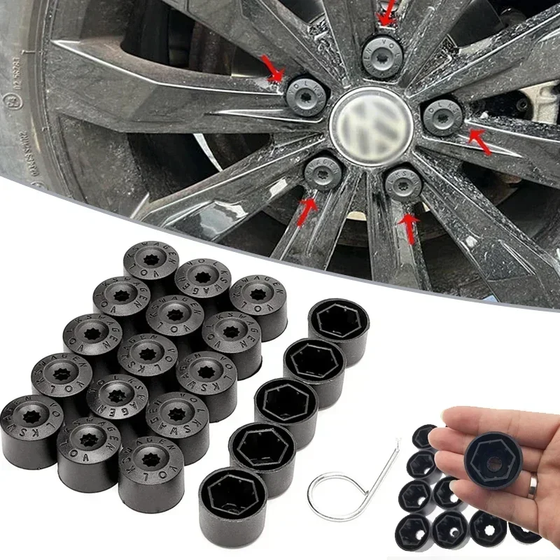 20Pcs 17mm Universal Car Wheel Hub Covers Anti-Rust Caps Auto Hub Tire Screw Cap Nut Bolt Dust Proof Protector Car Accessories