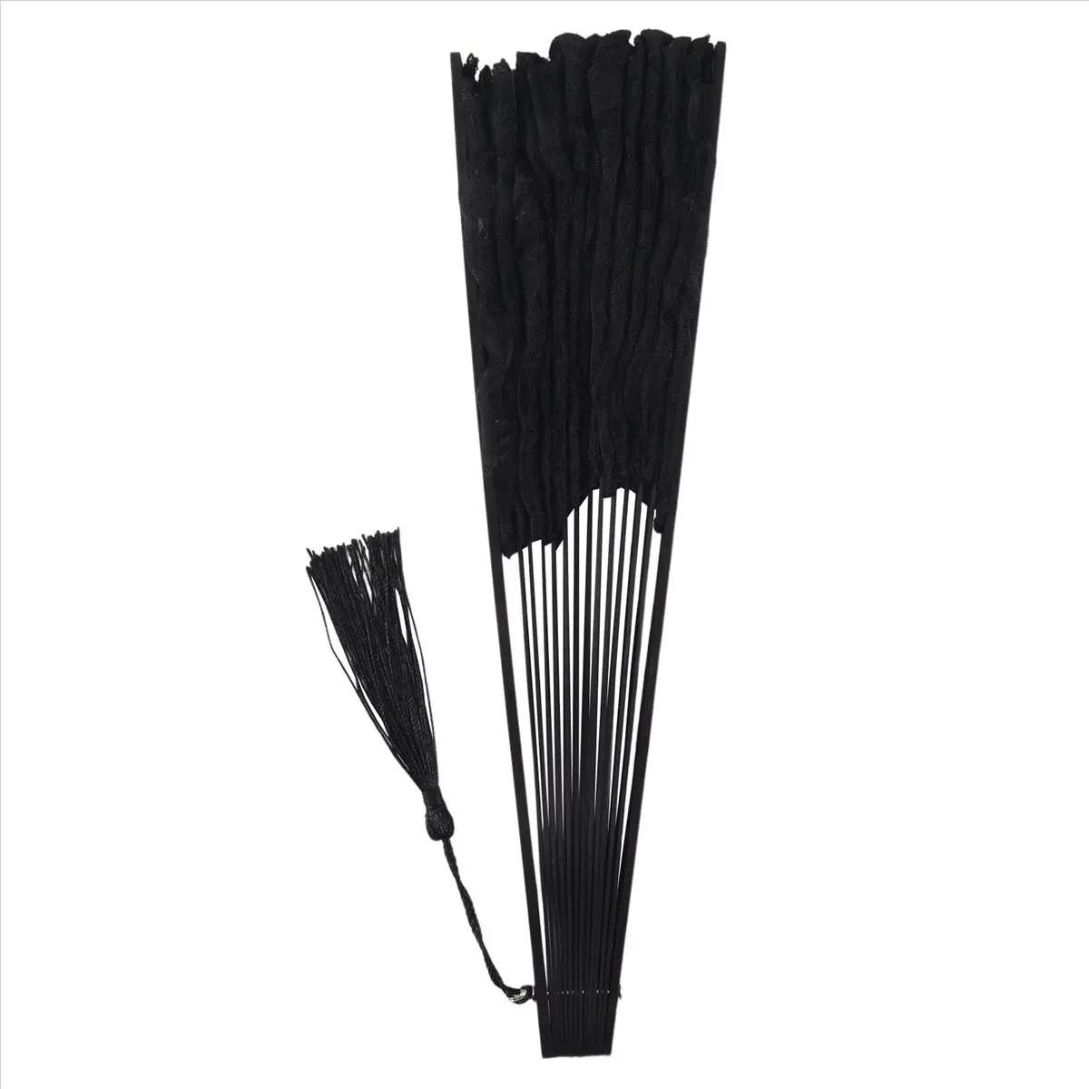 REST Handmade Cotton Lace Folding Hand Fan for Party Bridal Wedding Decoration (Black)