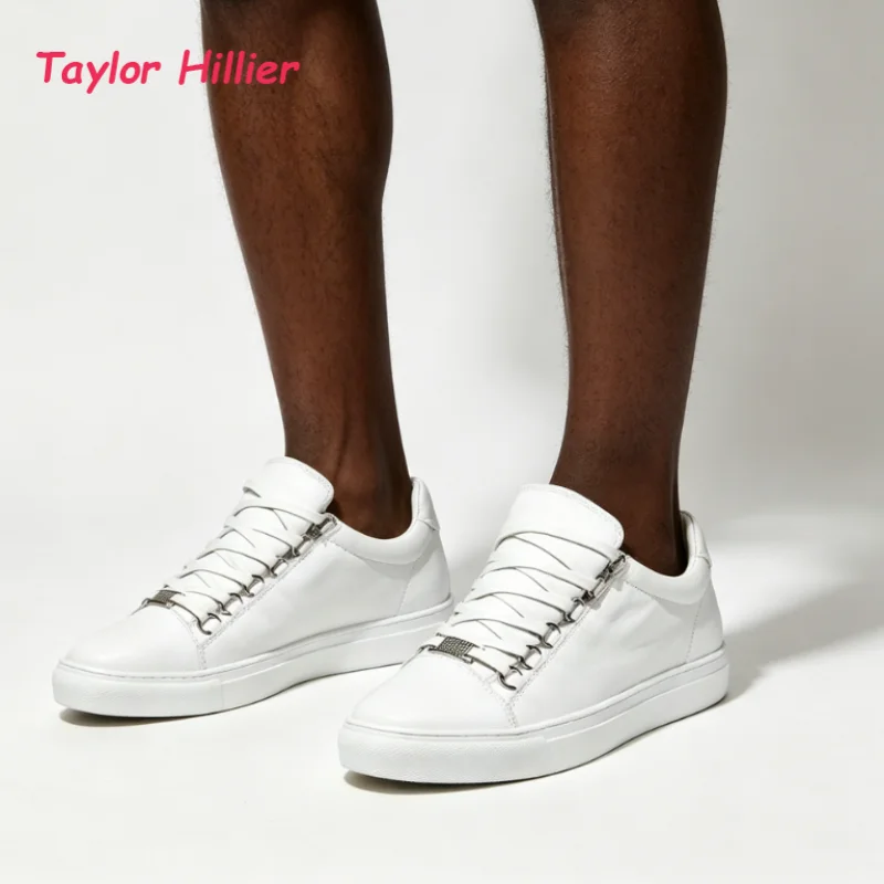 

Men's Leather Lace Up Sneakers Metal Embellished Low Top Round Toe Casual Shoes Breathable Comfortable Daily Street Footwear
