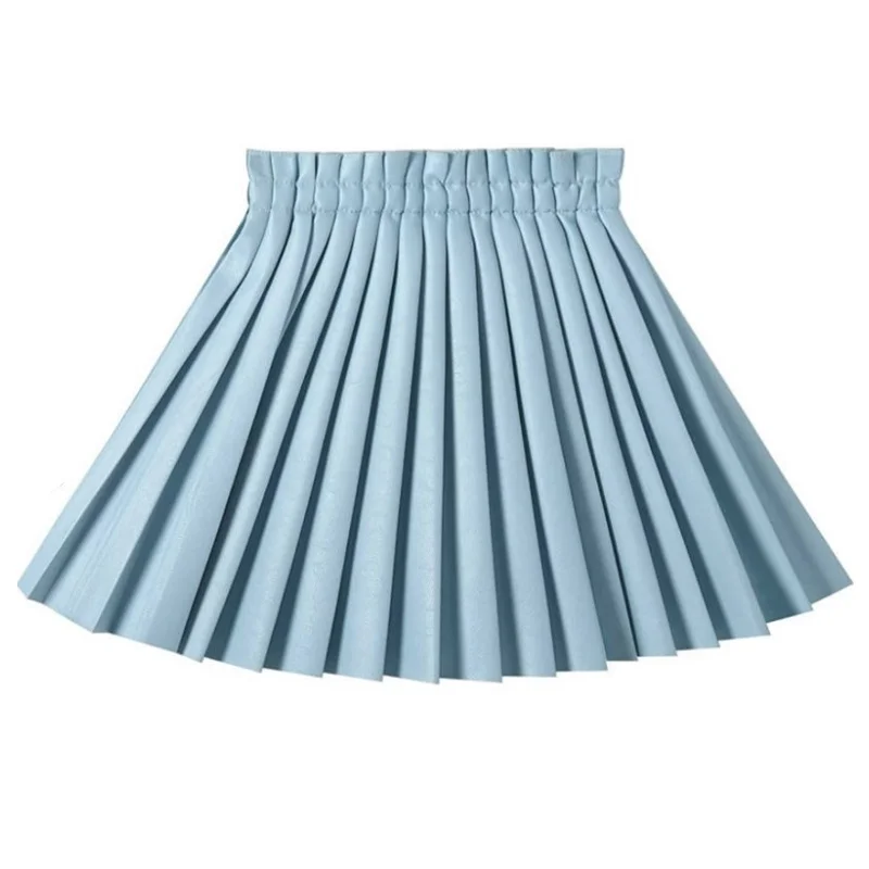 2-14Y Pleated PU Leather Skirt For Girls Fashion Solid Pink Mini Skirt Student Summer Elastic Waist Korean Girls Faldas 2022