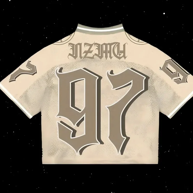 الصيف خمر الشارع كرة قدم رياضية تصميم زوجين عادية Y2K Harajuku موضة الهيب هوب الربط قصيرة الأكمام تي شيرت رجالي