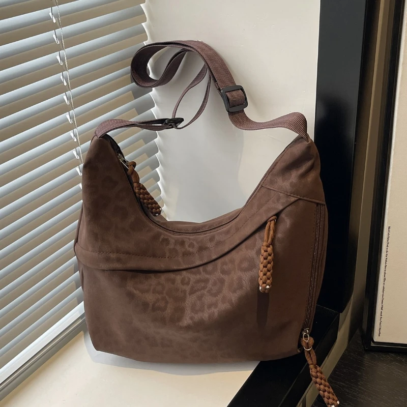 

Женская модная сумка через плечо с леопардовым принтом, большая вместительная сумка-хобо на плечо для повседневного использования, повседневная сумка для подмышек