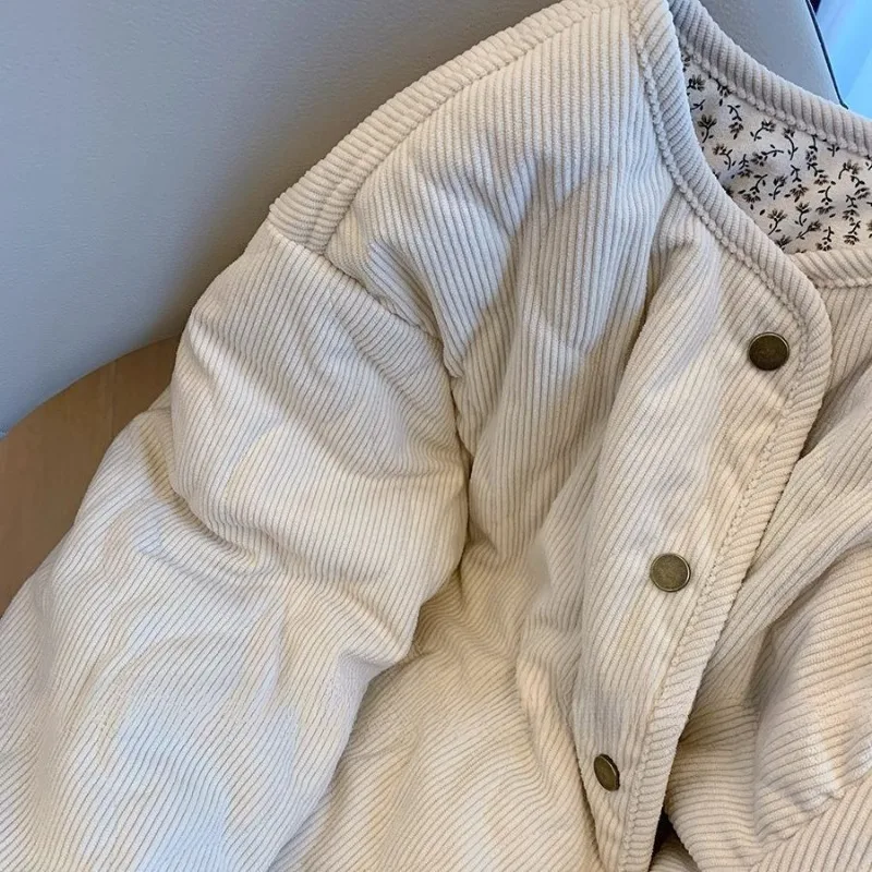 Chaqueta de Algodón para Mujer con Diseño de Cuadros Florales y Corduroy, Nueva Colección Otoño-Invierno, Estilo Casual y Versátil