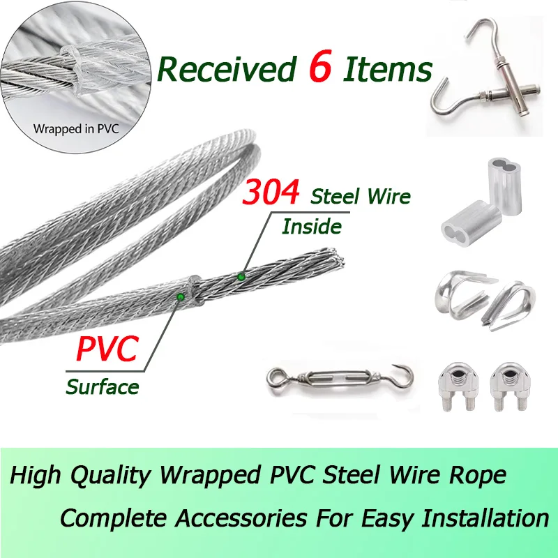 304 Stainless Steel Bag, PVC Steel Wire Rope, Clothesline, Retractable Outdoor Clothes Drying Blanket, Waterproof And Rust Proof