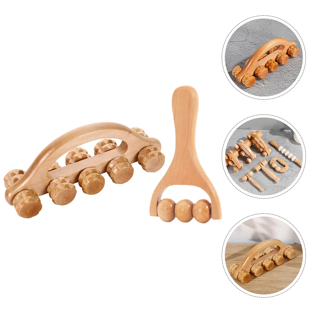 2 Pcs Wooden Massager Muscle Roller Stick Calf for Muscles Walker Tool Cellulite