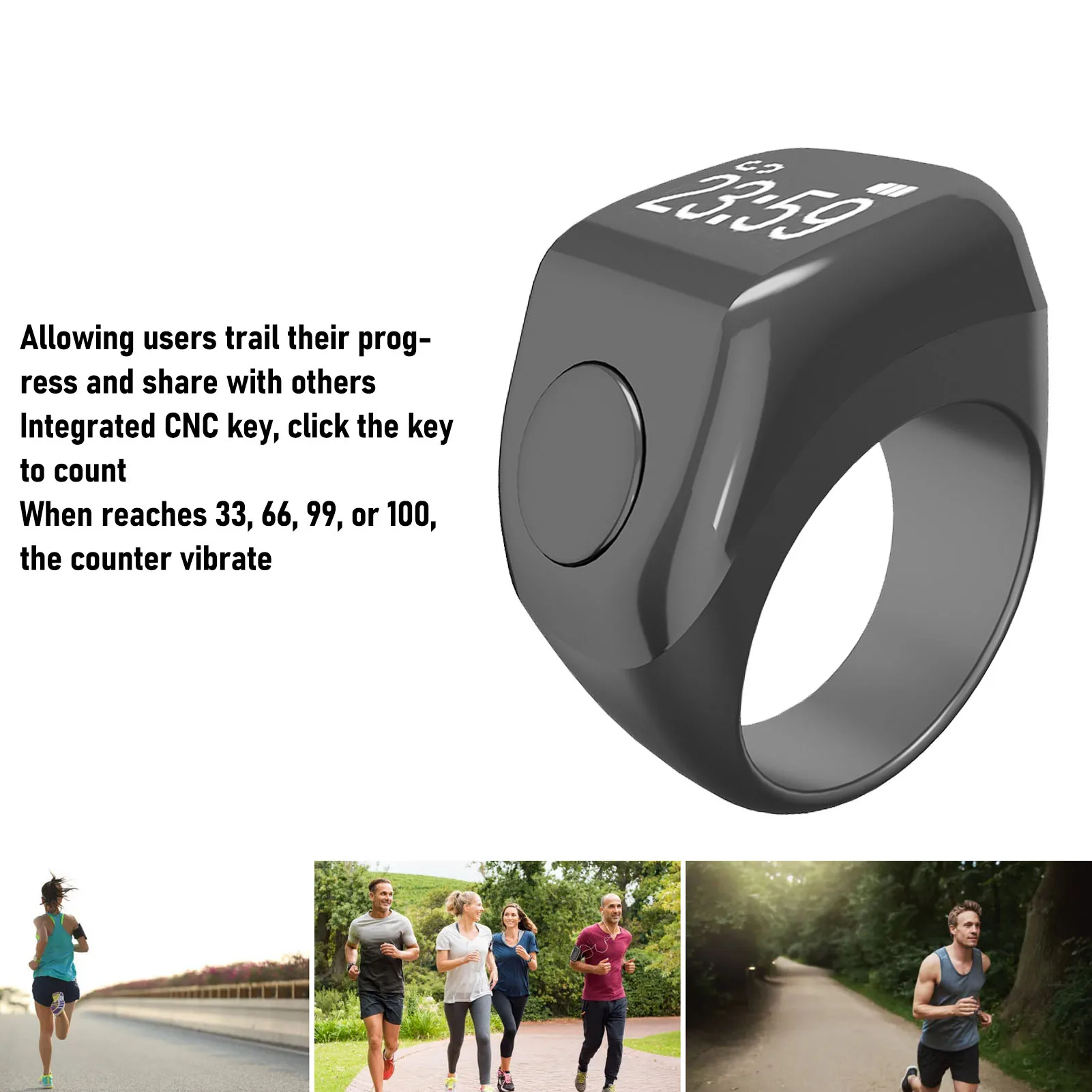 عداد الإصبع الذكي، رقم الخطوة الرقمي، تذكير الصلاة مع التحكم باللمس، شاشة 0.42 بوصة لعداد خطوات الإصبع الذكي للمسلمين #2