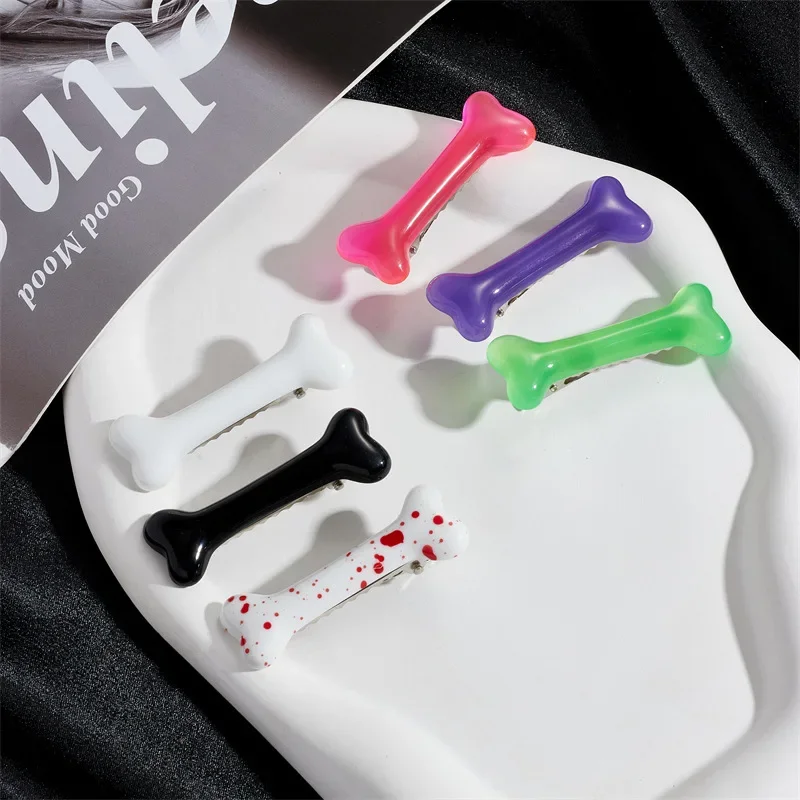 Y2K Dog Bone Hairpins Women Punk Trendy Side Bang Duck Clip Funny Lovely Bangs Side Barrettes Styling Tools Accessories