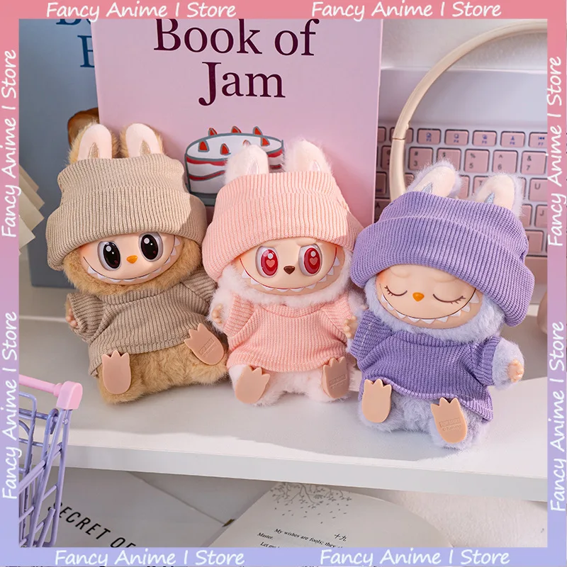 Voor 10 cm Mini Labubu 4.0 Pluche Poppenkleertjes Outfit met Hoeden en Kleding Poppen Accessoires Leuke Decoratie Verschillende Kleuropties
