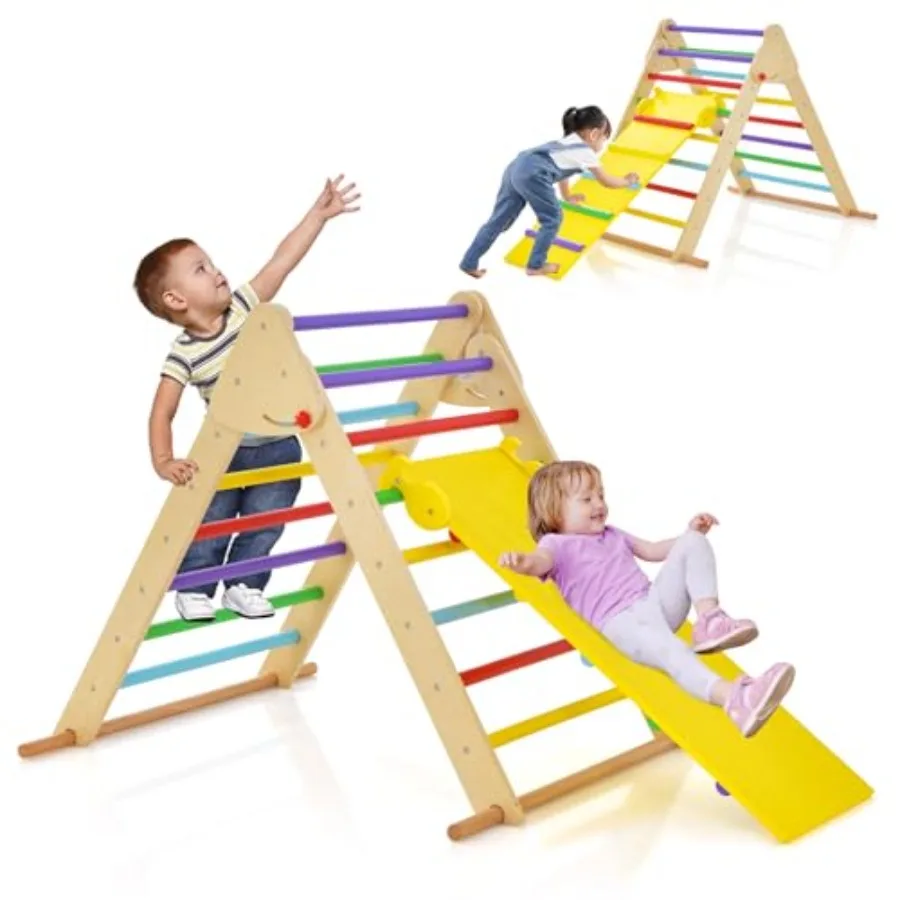 

Climbing Toy for Toddlers Foldable Upgrade AntiRollover Indoor Gym Playset with Reversible Ramp Climbing Ladder Montessori Wood