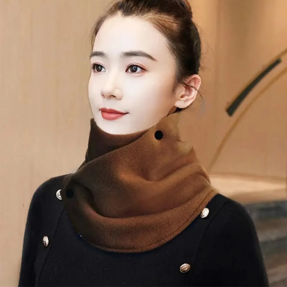 Double Layer Fleece Neck Scarf Thickened Warmth Autumn Neck Sleeve Men Scarf Women\' Scarves Plush Winter Neckerchief Scarf Ring