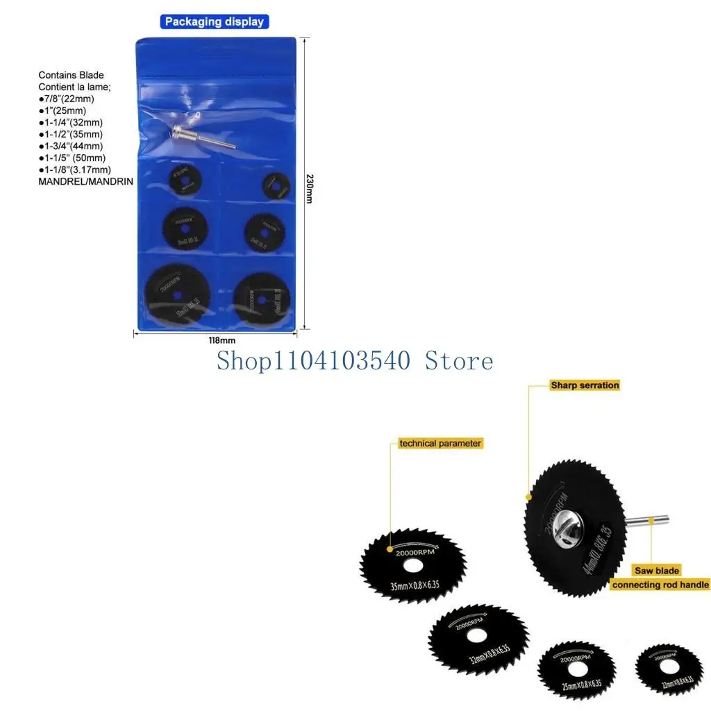 02DC HSS Rotary Tool Mini Circular Bled Set Holzschneidscheiben 7 Stcs
