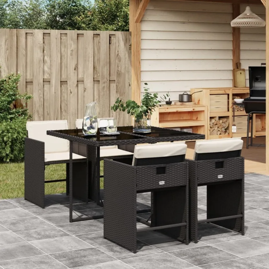 

Garden Dining Set Black and cream white