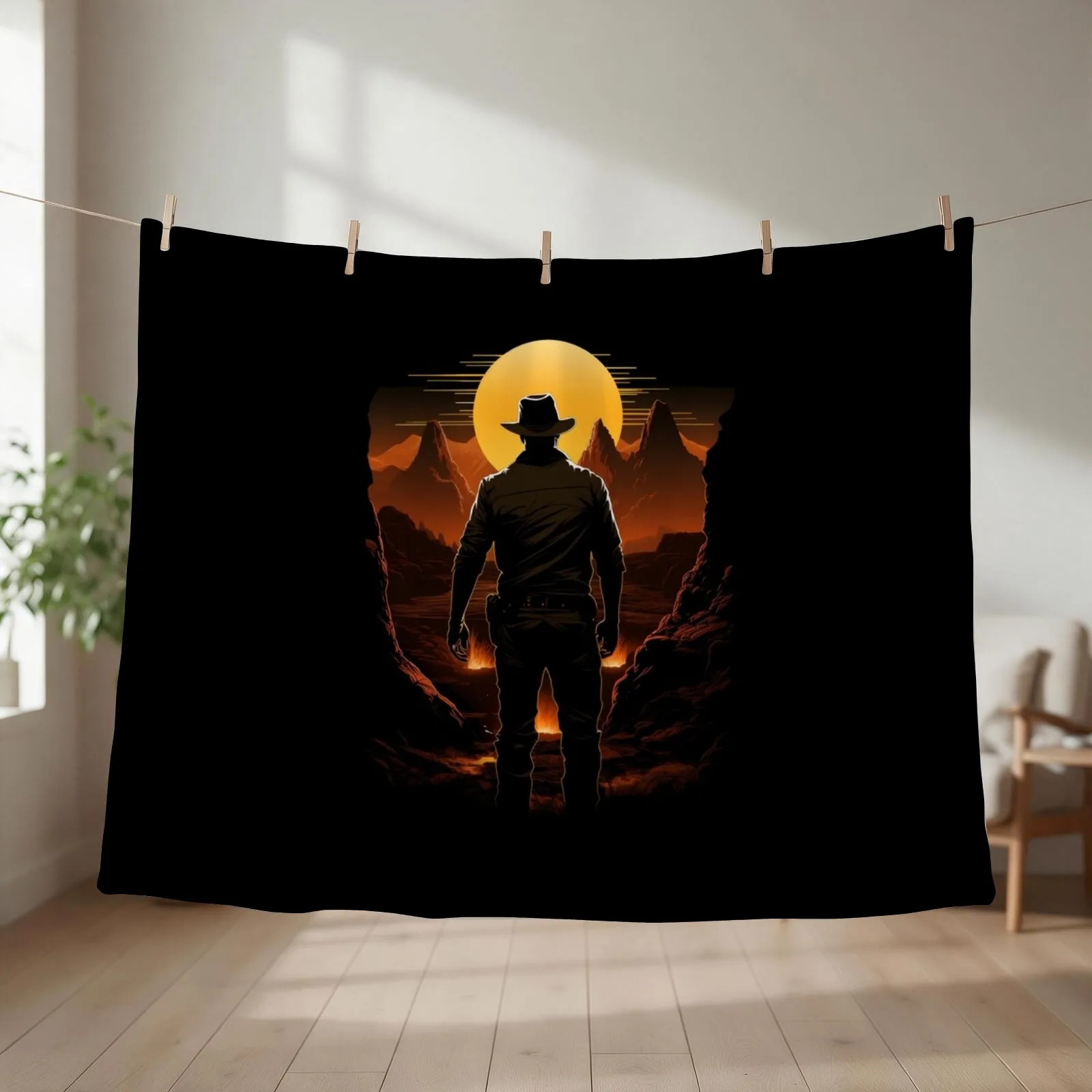 Sunset Explorer - Silhouette Throw Blanket couch cozy soft plush fuzzy picnic outdoor blanket