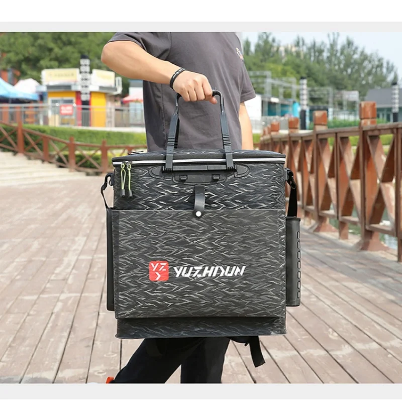 

Fishing Box EVA Material Fishing Bucket Live Fish Bucket Sea Fishing Raft Fishing Bag Shoulder Straps Side Pocket Y541