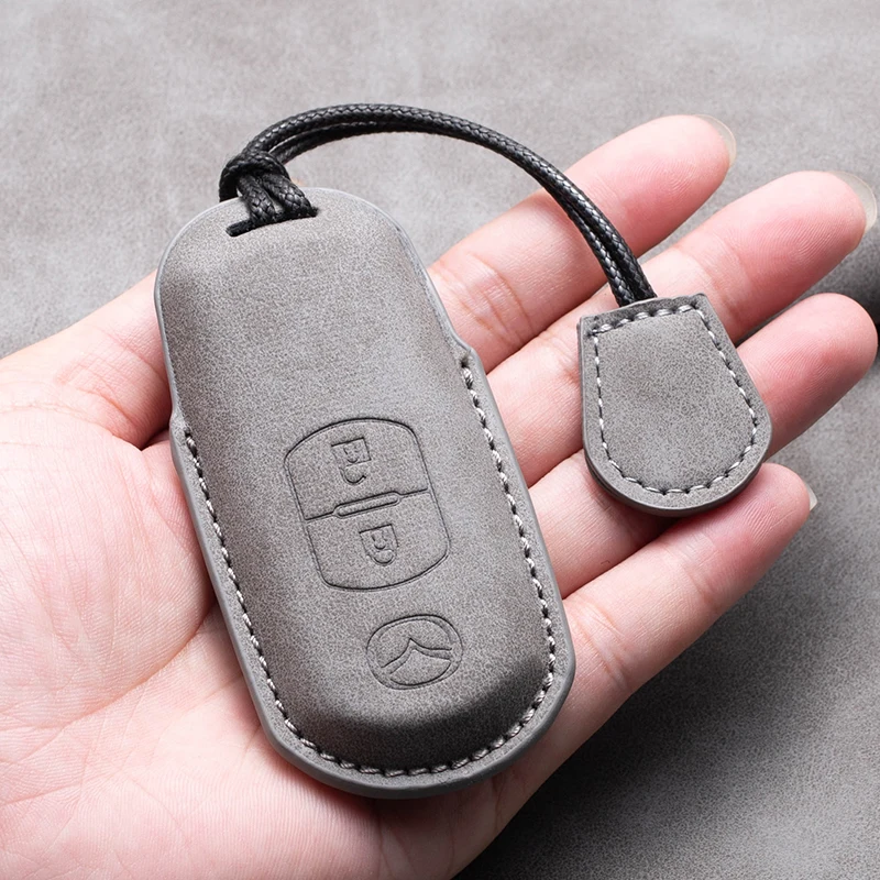 Leather Car  Key Case Cover Shell For Mazda 2 3 5 6 GH GJ Axela Atenza Demio CX-5 CX5 CX-3 CX-7 CX8 CX-9 2/3 Button Key Holder