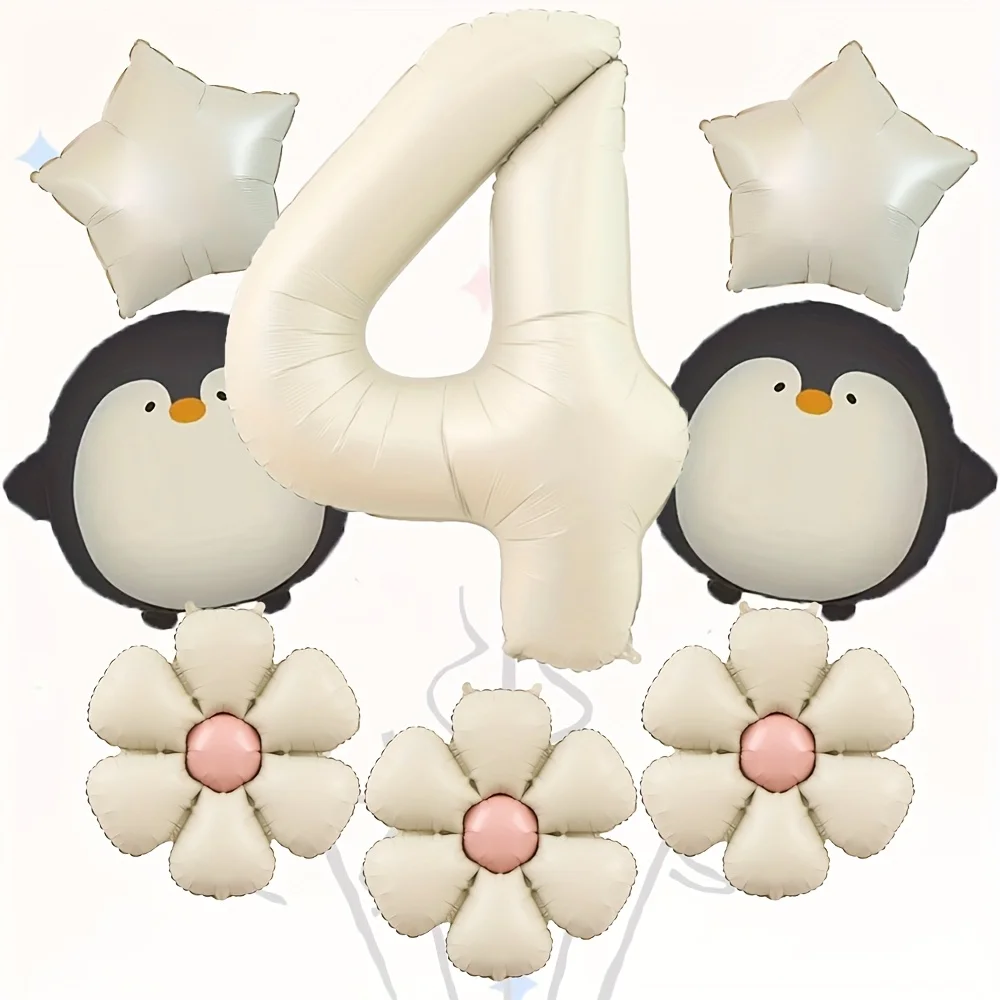 Juego de globos de colores crema pingüino, Margarita, 8 Uds., para fiestas de cumpleaños, reuniones, suministros de decoración, decoración del hogar, ducha