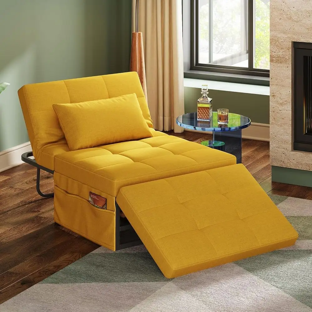 Folding Ottoman Bed, Sleeper Chair, 4-in-1 Multi-Function, Convertible Sofa Bed Foot Rest with Adjustable Back for Living Room