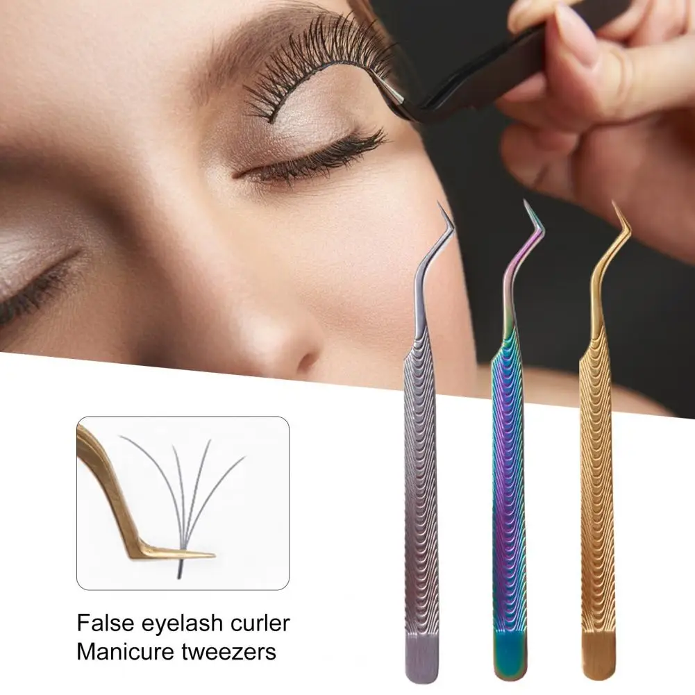 False Eyelashes Clip Good Elasticity Anti-static Stainless Steel Nail Art Clip High Precision Eyelash Tweezer Makeup Supply