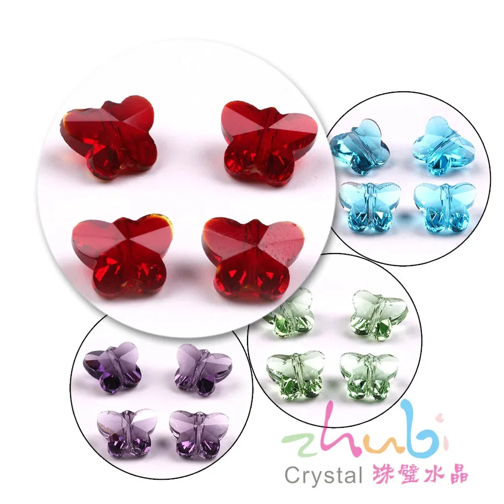 With Vertical Butterfly 14mm Chunky Pendant 20Pcs Hole Faceted Glass Loose Beads Crystal DIY For Making Lampwork Accessories