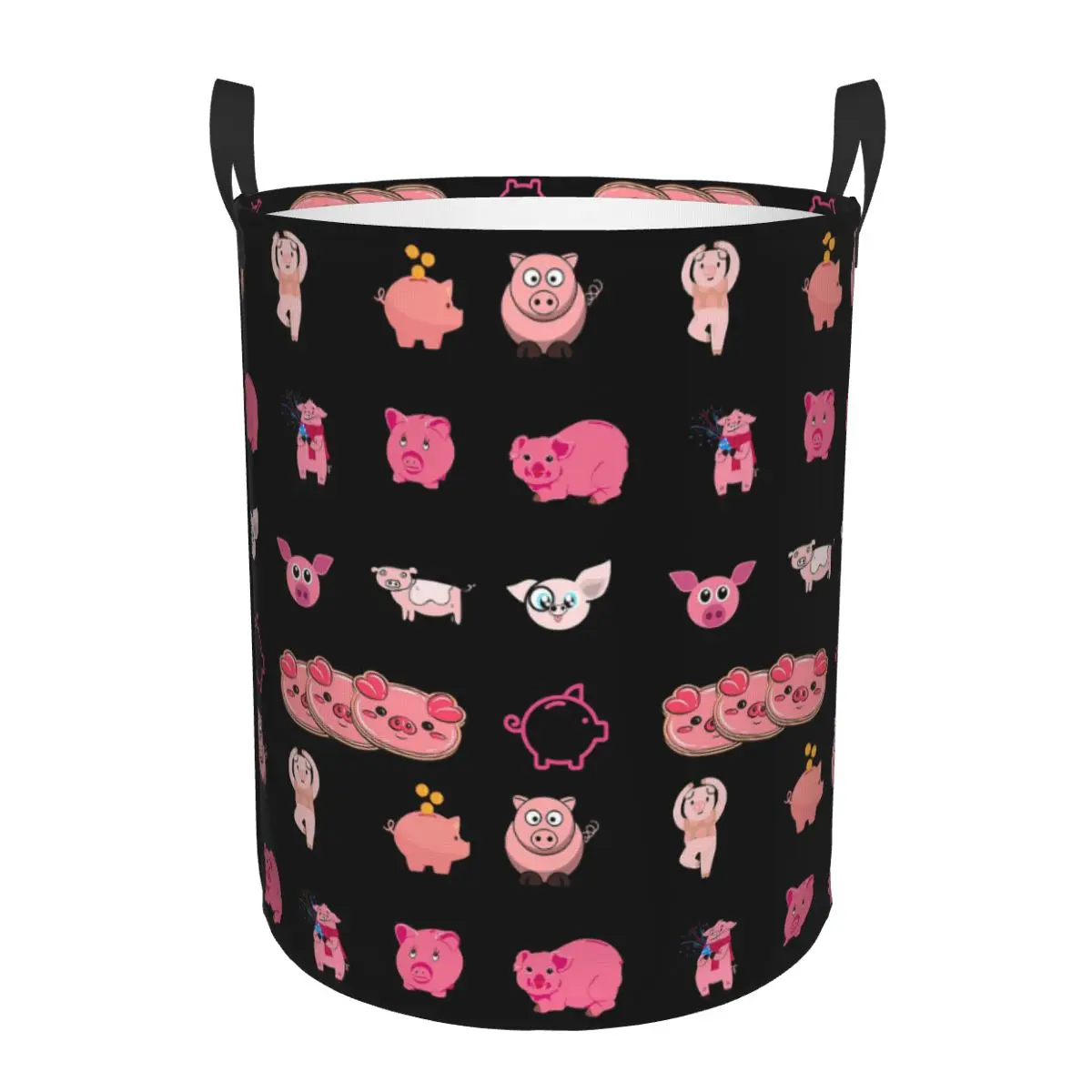 National Pig Day Sticker Pack Dirty Laundry Baskets Foldable Large Waterproof Clothes Storage Basket For Home Kids