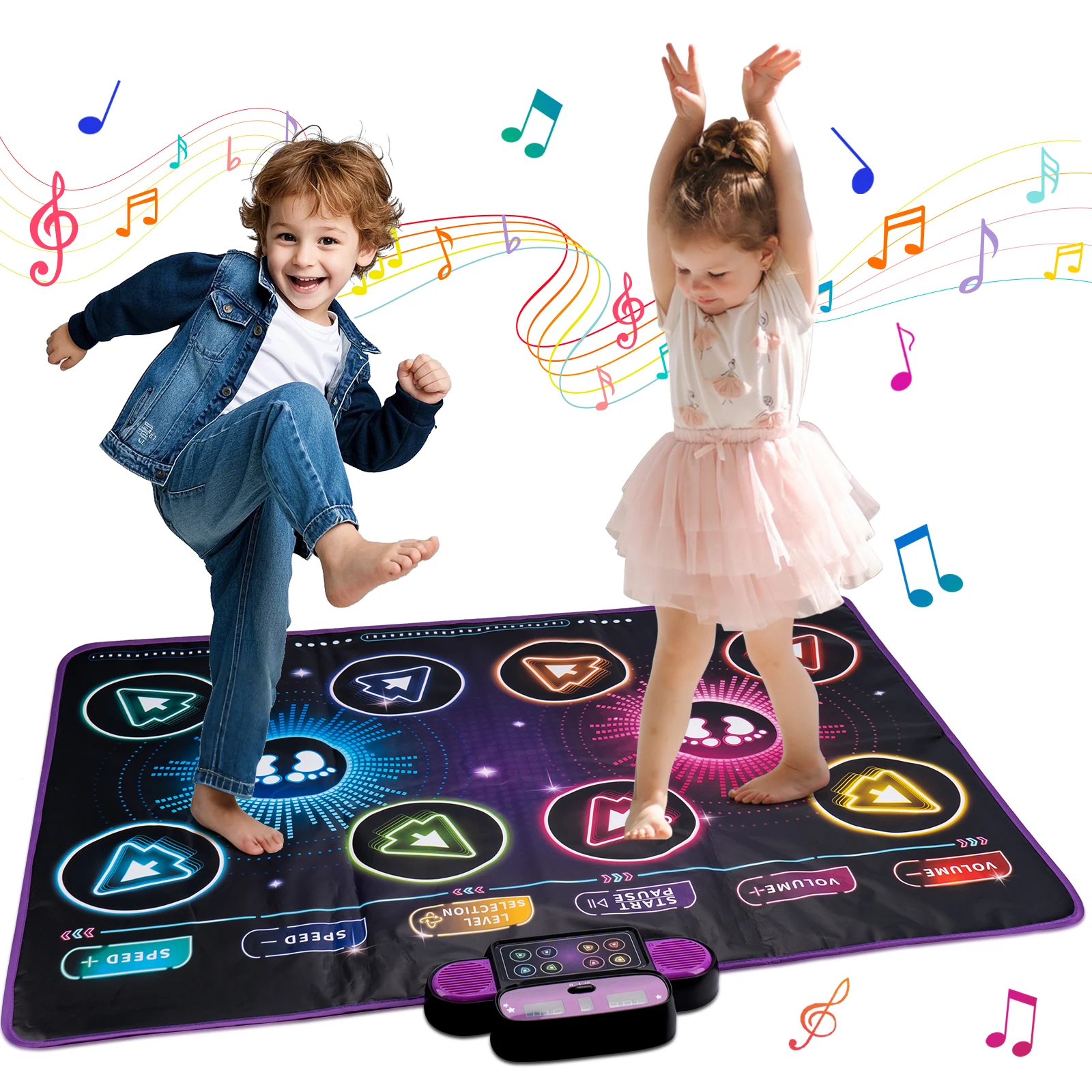 

106x80CM Dancing Blanket Kids Electronic Dance Mat Double Players Mode with 9 Levels Kid Floor Music Blanket Educational Toys
