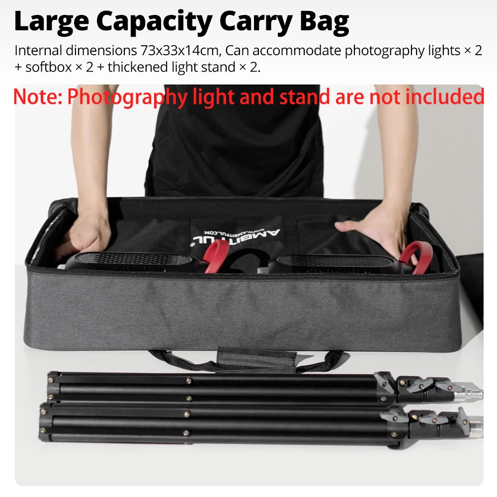 AMBITFUL Photography Kits Carrying Bag 10mm Thickness Huge Capacity Carrying Bag Case For Light Stand COB Light Softbox image 5