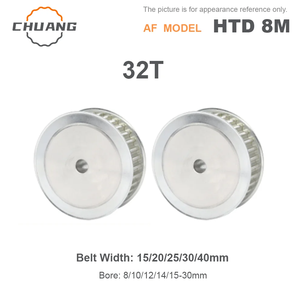 

AF-Type HTD 8M 32T Timing Belt Pulley AF-Type 32Teeth Inner Hole 8/10/12-30mm For 15/20/25/30/40mm Wide Belt HTD 8M Pulley