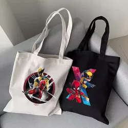 Deadpool Wolverine uomo donna borsa a tracolla Disney Marvel Cartoon Print Kids Girl Shopping Pack tessuto di stoffa Hand Vogue Canvas Bag