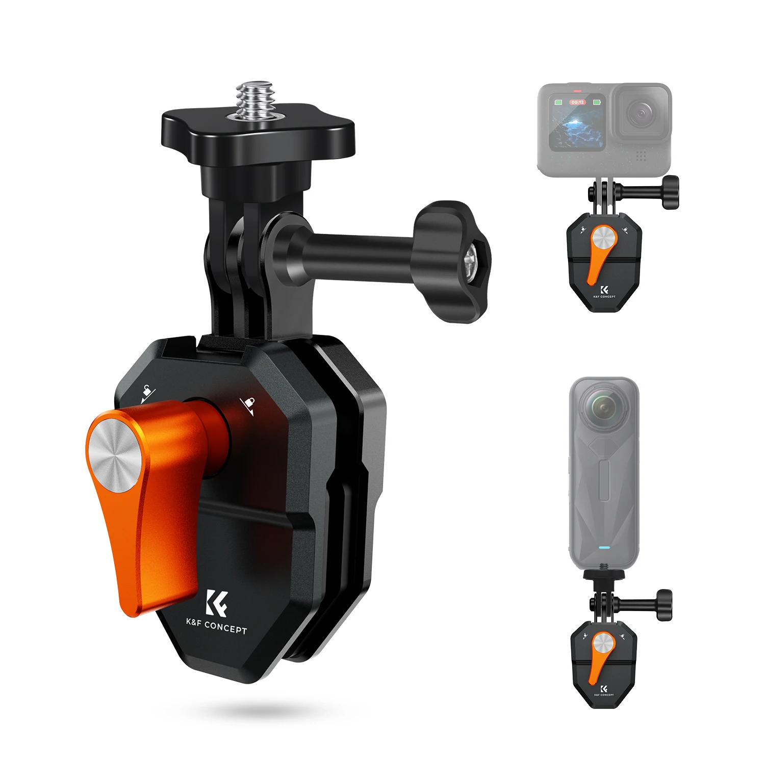 

K&F Concept Motorcycle Windshield Clip Mount for GoPro Hero 13/12/11/10/9 Black, Aluminum Alloy Camera Clamp with 1/4" Adapter