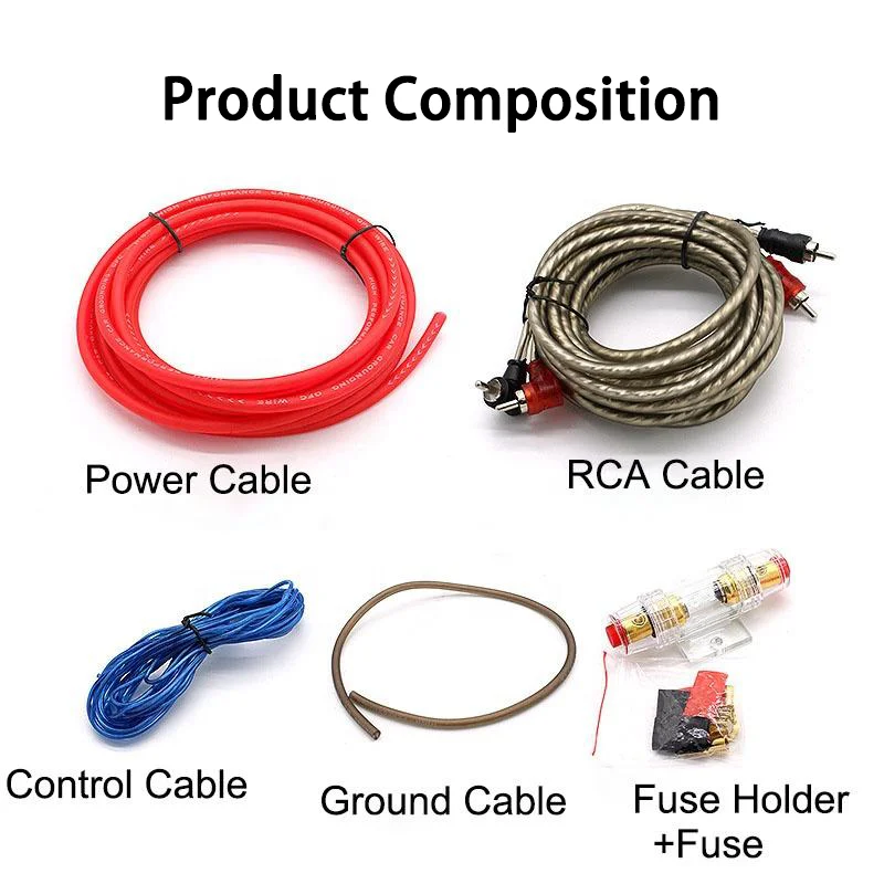 10GA Power Cable 4.5m Amplifier Wiring 60Amp Fuse Holder Set Amplifier Installation Cable Car Audio Wire Copper Clad Aluminum