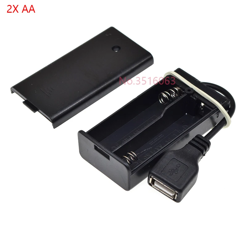 1Pcs USB Female AA Battery Box With Switch 1AA/2AA/3AA/4AA 1X/2X/3X/4X Slot Battery Holder Case With Plug 1.5V/3V/4.5V/7V/9V/12V