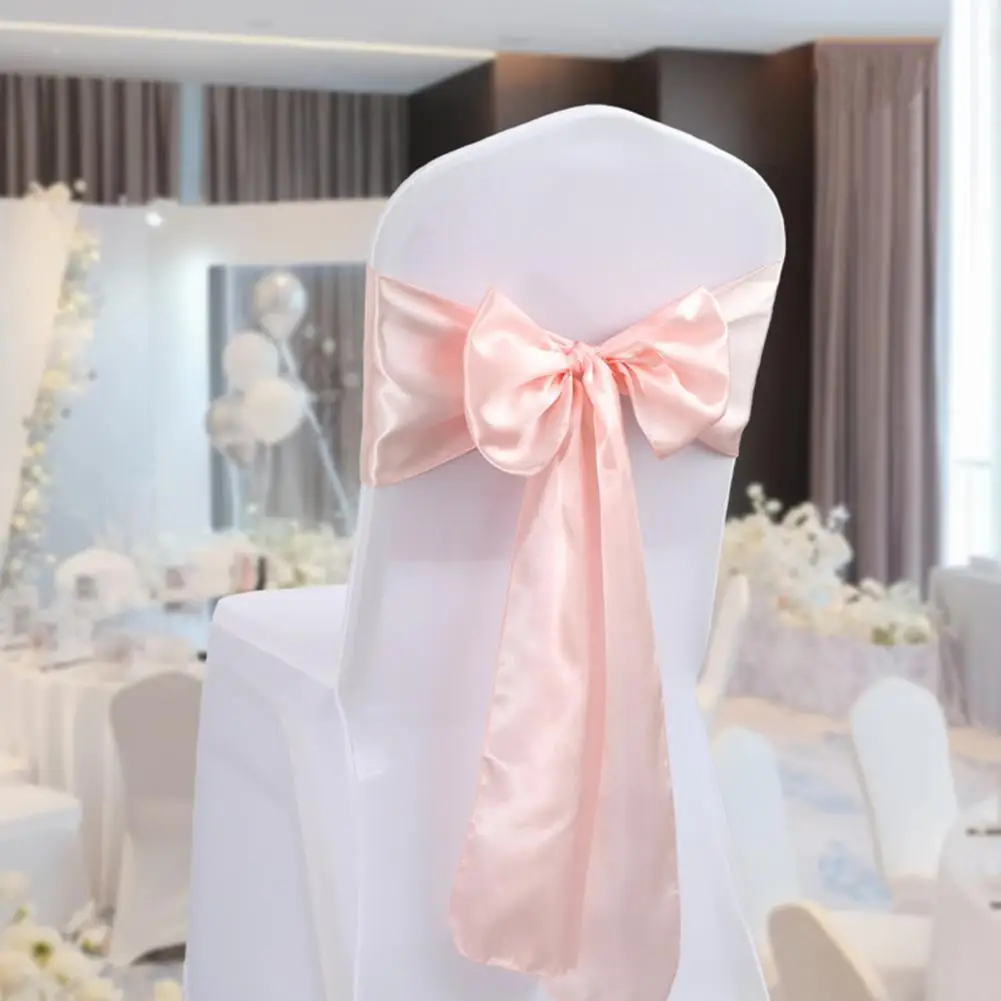 Elegant Chair Decor Straps Chair Back Cover Satin Ties Elegant Satin Chair Back Covers with Big Bow for Holidays for Dining