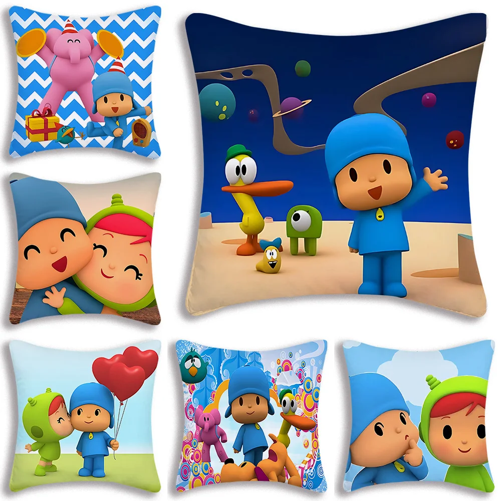 Pillow Covers Cartoon Cute Cartoon P-Pocoyos Sofa Decorative Home Double-sided Printing Short Plush Cute Cushion Cover