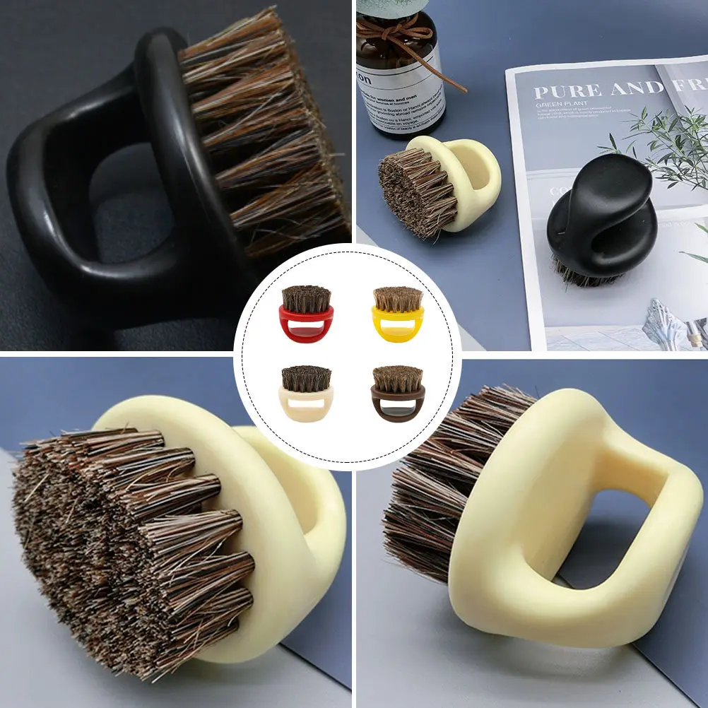 4Pcs Beard Brush Comb Set Portable Multi-Purpose Plastic Handle Bristles Horsehair Nylon Grooming Styling Brush Tool for Men